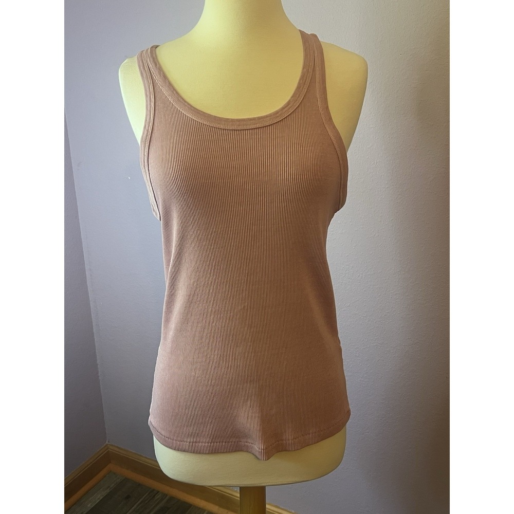 AMO Denim Mauve Pink Dusty Rose Ribbed Tank Top 100% Cotton Size Large